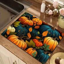 1PC Pumpkin Diatomite Absorbent Welcome Doormat, Christmas Halloween Decor Rug, Multi‑Purpose Mat For Stovetop, Coffee Station, Water Bar Counter, Indoor & Outdoor Front Door, Kitchen Home Decor Area Floor Mat - Multicolor - View 2