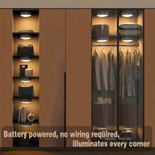 RGB LED Puck Lights, Battery Operated Under Cabinet Lights With Remote Control, 13‑Color Changing Dimmable Wireless Night Lights, Stick‑On Closet Showcase Display Lights For Kitchen, Shelf, Bar, Bedroom Decor - 6 Pcs - View 11