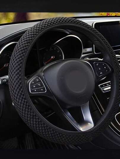 Elastic Fit Steering Wheel Cover, No Inner Ring Easy Installation, Anti-Slip Mesh Grip, All Season, Unisex, Fits 38cm