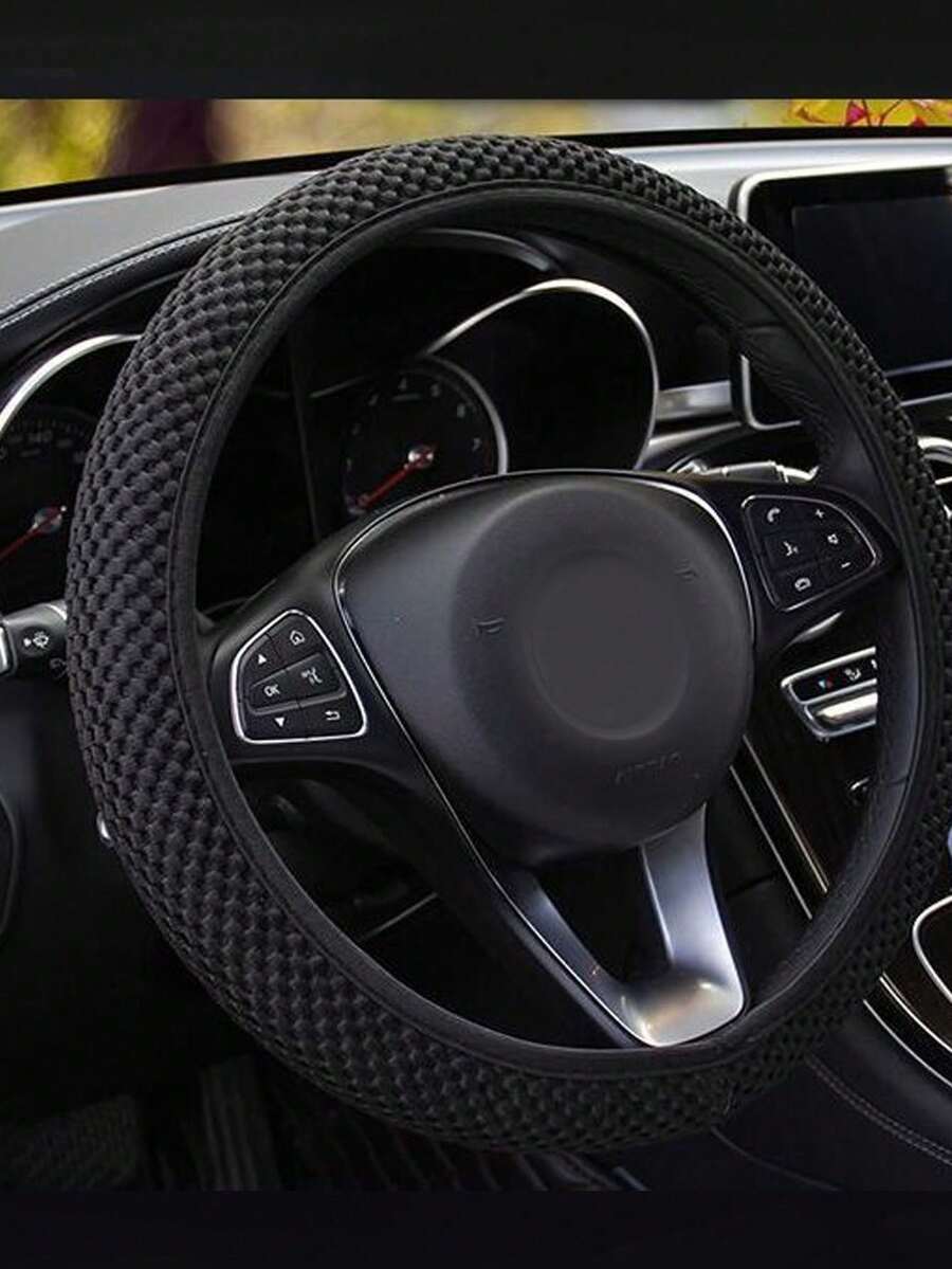 Elastic Fit Steering Wheel Cover, No Inner Ring Easy Installation, Anti-Slip Mesh Grip, All Season, Unisex, Fits 38cm - Multicolor - View 1