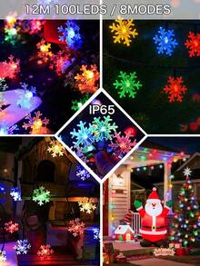 Solar Snowflake Light String,20/50/100LEDS Little Snowflake Christmas Decor,Outdoor Waterproof Snowproof String Lights,8 Modes Romantic Atmosphere Fairy Lights For Camping,Wedding,Courtyard, Patio,Holiday,Party,Christmas,Garden,Festival Decor - Snowflake String Lights - View 14