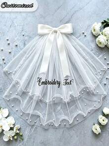 Customizable Double Layer Bridal Veil, Personalized Name Customization, Bachelorette Party And Wedding Accessory, Gift For Bride - Multicolor - View 9
