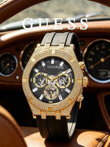 Guess Jam Tangan Kronograf Pria Warna Emas dengan Rhinestone, Cocok untuk Acara Profesional, Sosial dan Formal GW0418G2 - Bunga Baby's Breath Emas - View 9