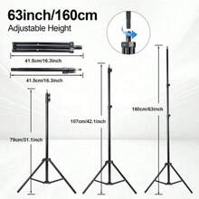 10-Inch Square Full-Screen LED Ring Light With 160cm Adjustable Tripod And Phone Clip, Enhanced Brightness Version, Suitable For Phone And Camera, Battery-Free, 3 Lighting Modes, Ideal For Photography, Video Recording, Selfie, Zoom Meetings, Handheld Selfie, Outdoor Activities, Interviews, Live Streaming, Studio Lighting, Makeup Light And Booth Lighting - A - View 2