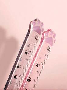 1PC/2PCS Cute Cat Claw Straight Ruler, 15cm Transparent Drawing Ruler, High-Value Plastic Ruler, Student Stationery Supplies, Cartoon Creative Drawing Bookmark, Pink And Gray Handbook Ruler, Drawing Measurer, Suitable For School Office, Prize Gift - D-Multicolor - View 5
