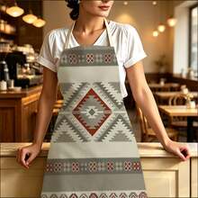 1pc Bohemian Vintage Printed Apron - Sleeveless Design, Durable And Comfortable Fit, With Contrasting Geometric Patterns And Traditional Motifs, Suitable For Cooking, Baking And Home Cleaning, Household Cleaning, Housework Apron, Hand-Painted Handmade Gardening Apron, Fun Home Gift - Multicolor - View 2