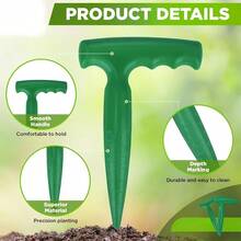 1pc Ergonomic Handheld Garden Seeder, Soil Hole Punch Tool, Suitable For Seedlings, Bulbs And Vegetables, Durable Backyard Raised Bed Gardening Tool - Green - View 6