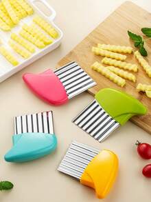 1pc Pink Creative Potato Slicer, Wavy French Fries Cutter, Potato Chip Slicer, Lightweight And Easy To Use, Even Slices - Multicolor - View 3