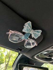 1PC Sparkling Bow Rhinestone Car Sun Visor Fashion Glasses Fashion Glasses Holder - Multicolor - View 7