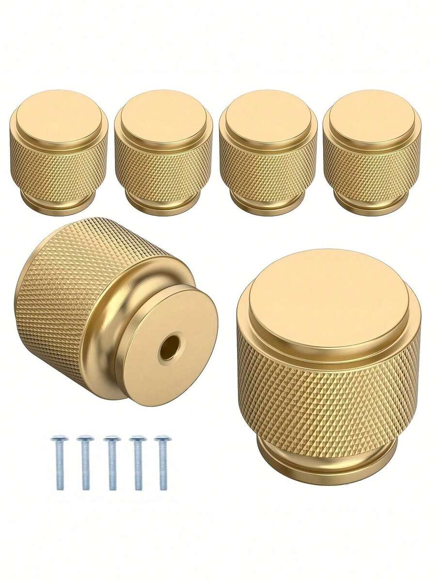 1/2/4/6/8件金色金屬壓紋把手與旋鈕,適用於電視櫃、櫥櫃、床頭櫃、衣櫃和抽屜,適用於臥室、客廳、廚房、浴室、咖啡廳等多種場景,提升家具把手質感 - 彩色 - 查看 1
