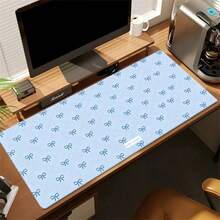 Alas Meja Motif Bunga Polkadot dan Pita Biru Lucu Gaya Korea, Alas Mouse Kulit PU Besar untuk Keyboard Komputer, Alas Mouse Kartun Lucu, Hadiah Dekorasi Rumah, Gaya Y2K Girl - View 5