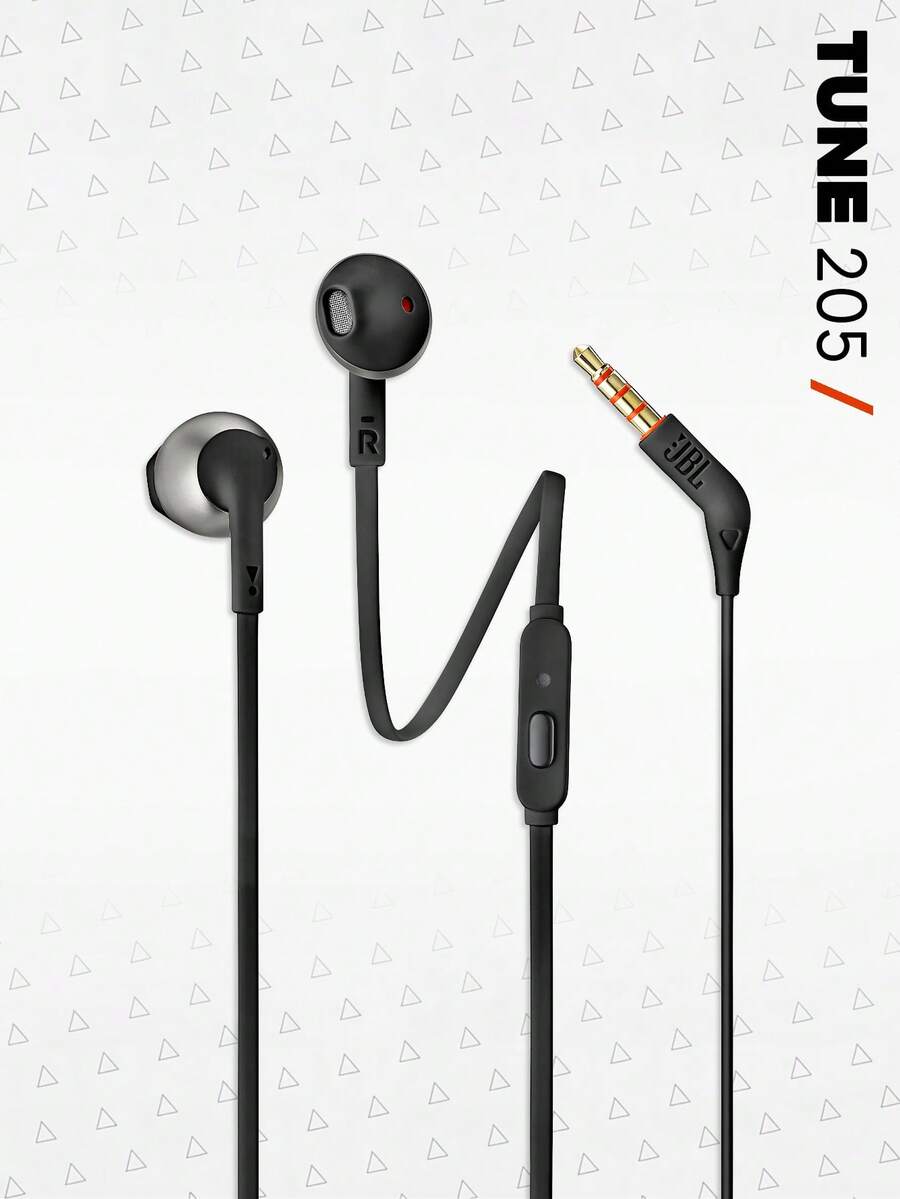 Tune 205 Wired In-Ear Earphones, Legendary JBL Pure Bass Sound, Lightweight Ergonomic Fit For All-Day Comfort, In-Line Mic & Remote For Calls Music Control, Versatile For Daily Commute & Light Workout