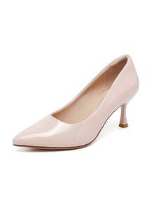 Zapatos de tacón para mujer, tacón fino de 8 cm, punta francesa que les da un aire elegante, zapatos de tacón de charol - Rosa - Ver 3