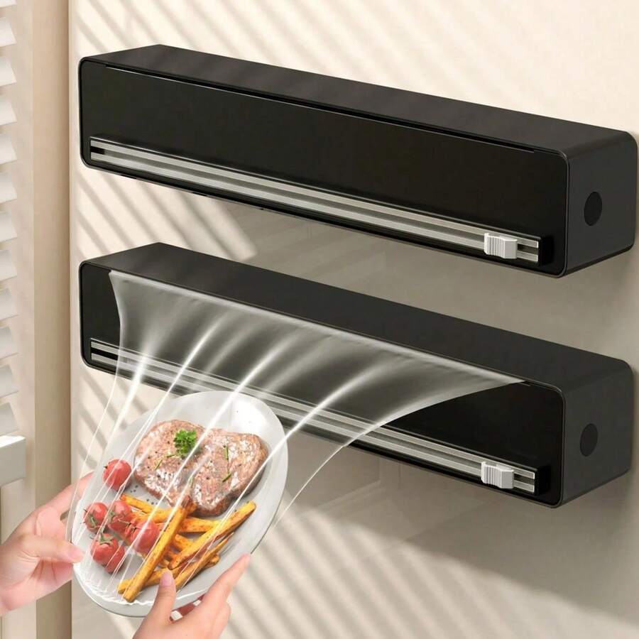 Kotak Pemotong Plastik Pembungkus dengan Pisau Geser Dua Sisi, Dispenser Pisau Geser, Tempat Penyimpanan Pemotong Foil, Organizer Magnetik yang Dapat Dipasang di Dinding untuk Meja Dapur, Memanggang, Membungkus Makanan, Plastik Pembungkus, Kertas Aluminium Foil, Memotong Gulungan Kertas, dan Akses Mudah untuk Penggunaan Sehari-hari. - MultiWarna - View 1