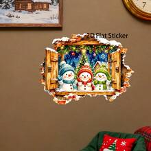 1pc Vintage Winter Snow Scene Wall Decal, Surrounding Christmas Tree And Winter Forest Snow Landscape, Full Of Atmosphere, Used For Home Decor To Create A Rich Holiday Vibe. Made Of Self-Adhesive PVC Material, Moderate Adhesion And No Residue. Suitable For Living Room, Bedroom, Study And Other Wall Decorations - one-size - View 5