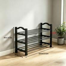 3-Tier Shoe Rack, Large Capacity Storage Rack, Minimalist Black Style, Easy Access, Space-Saving, Suitable For Entryway, Hallway, Living Room, Foyer - View 2