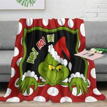The Grinch Soft & Comfortable 1pc All-Over Print Modern Flannel Christmas Nap Blanket - Christmas Tree - Polyester Nap Blanket - Digital Print Craft, Suitable For Sofa, Bed, Travel, Office Home Decor - Multicolor - View 6