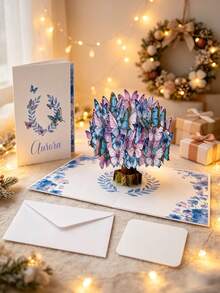 Personalized Custom Butterfly 3D Pop-Up Greeting Card, Butterfly 3D Card, Handmade Butterfly Card With Envelope And Blessing Message, Suitable For Anyone, Holiday Gift For Mom, Dad, Family And Friends, Holiday Desktop Decoration Souvenir - Single Piece - View 9