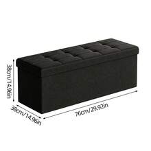 Foldable Linen Look Storage Ottoman Bench With Removable Divider, Tufted Padded Footrest Shoe Changing Stool, Large Capacity Storage Chest For Bedroom Entryway Living Room, Easy Assembly Space‑Saving Home Organizer - Black - View 12