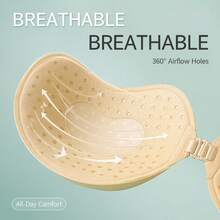 Women's Solid Color Adhesive Lift Bra (Mango Shape/Strapless), Plant-Based Adhesive, Breathable And Gentle, Non-Irritating, Push-Up Invisible Adhesive Bra, Buckle Closure For Unrestricted Wear, Reusable, Suitable For Evening Gowns, Date Wear, Wedding Photography And Bridesmaid Outfits - A - View 4