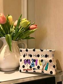 This Minimalist Fabric Desktop Storage Box Features Side Handles And Serves As An Organizer For Cosmetics And Hair Accessories, Or As A Container For Everyday Small Items; It Makes An Ideal Gift For Halloween Or Christmas. - Multicolor - View 9