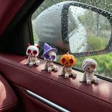 Halloween Mummy Desktop Ornament Office Computer Screen Console Car Dashboard Decoration Halloween Ghost Desk Decor Healing Style Car Center Console Display Screen Accessory - Multiple Styles - View 1