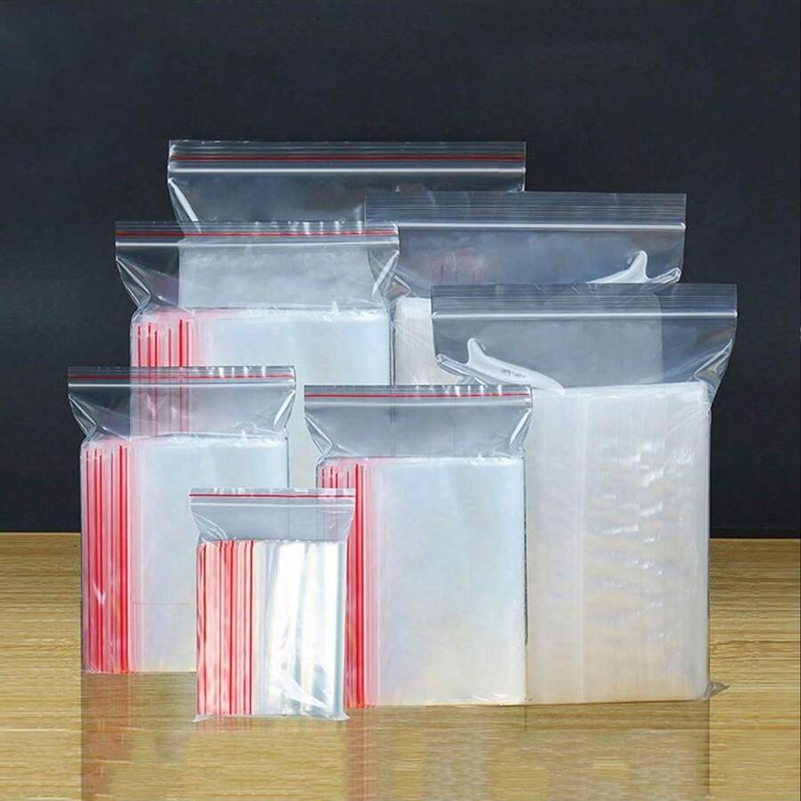100入透明自黏 OPP 袋，透明玻璃紙小塑膠袋，迷你禮品包裝袋，適用於珠寶、糖果、賀卡、運輸與郵寄 - 自封袋 - 查看 1