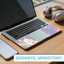Cute Dreamy Galaxy Rabbit Vinyl Laptop Stickers 3pcs Set, Light Purple Starry Sky Rainbow Cloud Moon Pattern, Includes Laptop Back Cover And 2 Palm Rest Stickers, Fits Most Laptops 15.5 Inch And Below, Waterproof Scratch-Resistant Removable No Residue - View 6