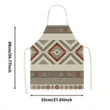 1pc Bohemian Vintage Printed Apron - Sleeveless Design, Durable And Comfortable Fit, With Contrasting Geometric Patterns And Traditional Motifs, Suitable For Cooking, Baking And Home Cleaning, Household Cleaning, Housework Apron, Hand-Painted Handmade Gardening Apron, Fun Home Gift - Multicolor - View 12