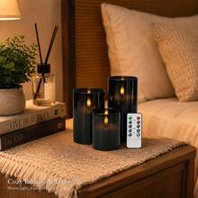 3 Packs Remote Control Flameless LED Candles, Simulating Realistic Flame Flickering, Decorative LED Candles Suitable For Home, Weddings, And Holiday Romantic Parties, Powered By 2 AA Batteries (Not Included) - LED Pillar Candles - View 9