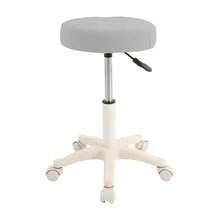 Vintoro Light Grey Height Adjustable Rolling Bar Stool, Swivel Salon Stool With Wheels, Multi-Purpose Mobile Work Stool, Comfortable Padded Seat Stool, Durable Rolling Seat Accessory, Smooth Rotating Design, Convenient Height Adjustment - Light Grey - View 8