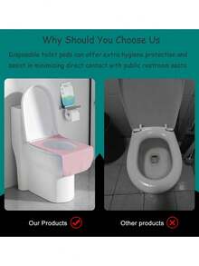 10pcs Pink Disposable Toilet Seat Covers, 10pcs Per Pack, Total 1Pack, Convenient To Carry, Wide And Extended - Virgin Pulp And PE Film Material, Adhesive Backing For Firm Adhesion, Essential Travel Accessory, Suitable For Public Restrooms - Pink - View 4