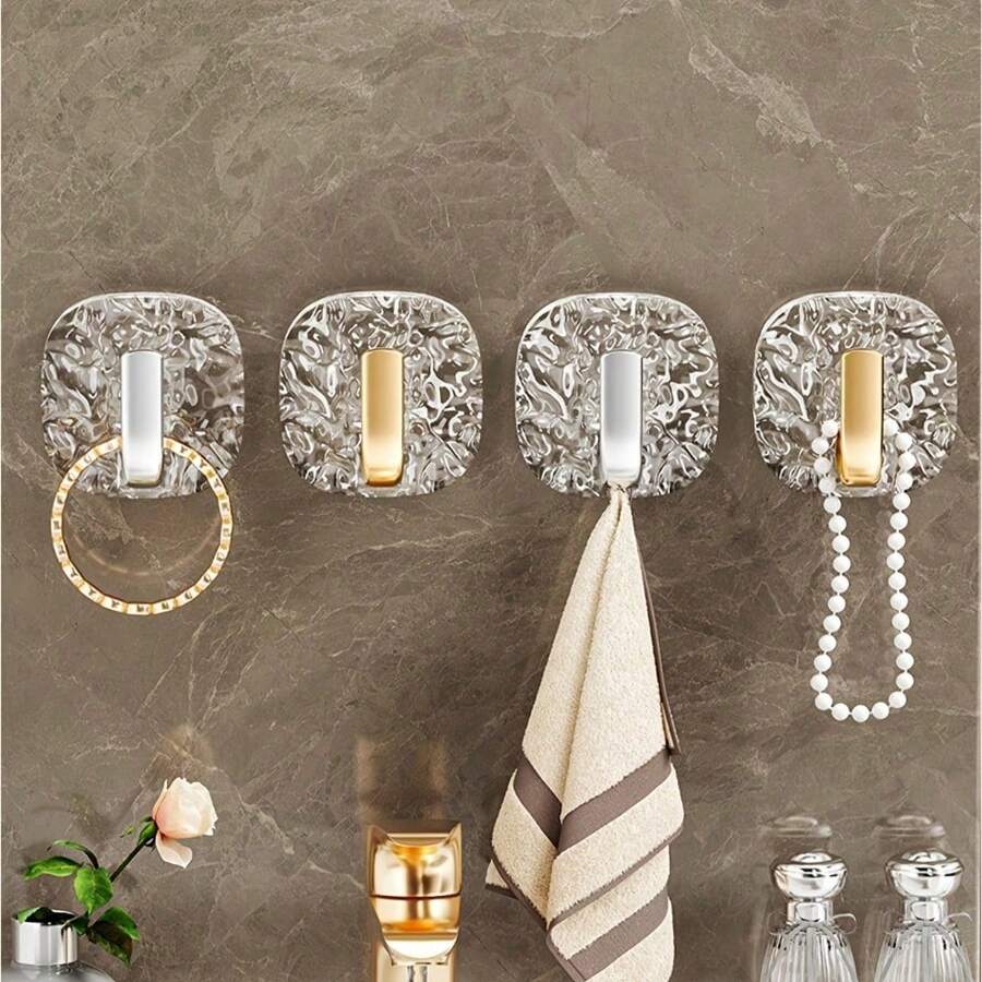 1/2/4pcs Snowflake Pattern Wall Hooks, Multi-Purpose Hooks Suitable For Bathroom Towels And Kitchen Utensils, Wall-Mounted Bathroom Storage, Autumn Home Decor And Back To School Room Decoration - Multicolor - View 1