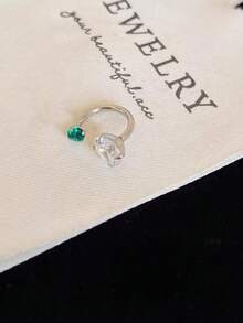 1pc Colorful Sparkling Zirconia Women's Luxury Versatile Elegant Exquisite Ear Piercing Earrings Wholesale - Silver - View 4