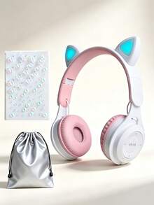 Gerripuer Foldable Wireless Cat Ear Headphones, Color-Changing Cat Ear Wireless Headphones, Built-In Microphone, Touch Control, Ultra-Long Battery Life, Suitable For Children/Gifts - View 20