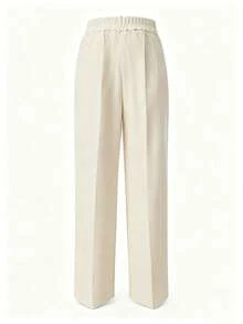 Solid Color Button Zipper Pocket Press Crease Elegant Pants Spring - Apricot-1 - View 3