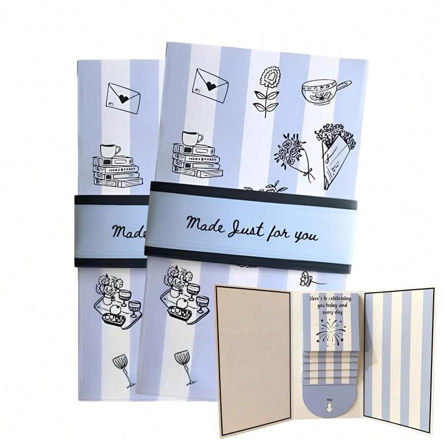 1/2pcs Pull-Out Waterfall Greeting Card Book, Interactive Message Card Set For Birthday Anniversary Holiday Wedding, Creative Handmade Keepsake For Special Occasions, Gift For Her Him, Memory Book Style - White - View 1