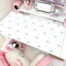 Blue Polka Dot Cute Bow Y2K Style Waterproof Anti-Slip PU Leather Desk Mat Full Screen Protection Mouse Pad - View 3