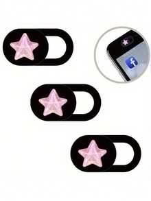 3pcs Pink Star Webcam Slide Cover, Phone Privacy Sticker - Suitable For Laptops, Desktops, Computers, Smartphones, Protect Your Privacy And Security, Strong Adhesive Self-Adhesive Privacy Sticker, Phone Accessories, Gift For Friends - Pink Stars - View 1