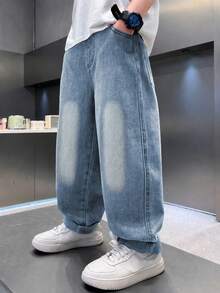 Tween Boy Spring Denim Jeans, New Fashion Style - Blue - View 2