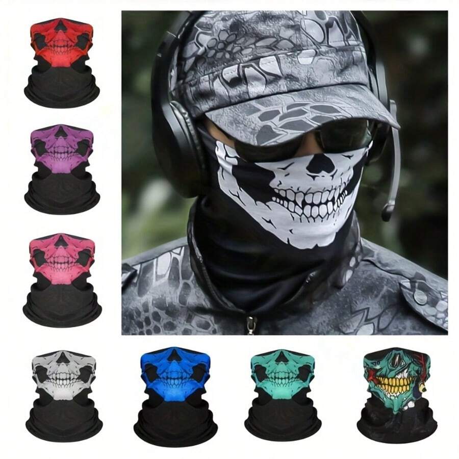 2PCS Seamless Multifunctional Magic Headband - Random Color - Cycling Face Mask, Warm Wrap, Halloween Skull Prop, Multifunctional Face Cover - Multicolor - View 1