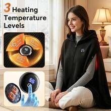 Hailicare Graphene Hooded Heating Shawl 3-Level Temp USB Powered Wearable Wrap Winter Warm For Home Office Dorm Christmas Gift (USB Plug-In, No Built-In Battery) - View 4