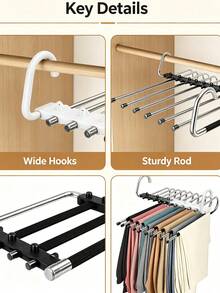Multi-Layer Pants Rack, Space-Saving Closet Storage, Metal Non-Slip Pants Rack, Multi-Rod Design, Suitable For Jeans, Leggings, Skirts, Pants, Scarves Closet, Bedroom Closet, Apartment Clothing Storage Accessories - Multicolor - View 10