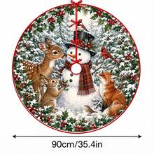 1件裝雪人動物圖案聖誕樹裙，優雅配色節日裝飾，5種尺寸，中性節日禮物，適合居家與派對聖誕裝飾 - 雪人動物 - 查看 14
