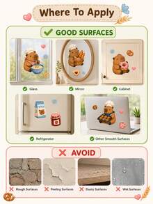 SUPSTICKER 1PC 4 Styles Capybara Wall Stickers, Cute Cartoon Peel & Stick Removable Wall Decals For Bedroom, Living Room, Furniture & Home Decor - 1PC - View 11