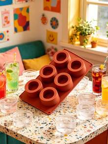 6-Cavity Textured Cup Silicone Baking Mold, 3D Round Dessert Mold For Cake, Mousse, Pudding, Chocolate, Jelly, Pastry & DIY Home Baking - Multicolor - View 4