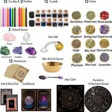 64pcs Natural Crystal Wishing Bottle Set, Witchcraft Starter Kit: Wiccan Supplies And Tools For Beginners - Witch Altar Set - 64pcs-witchcraft - View 7