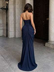 Women Long Dresses - Navy Blue - View 5