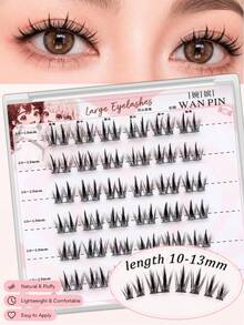 WANPIN WAN PIN Double-Tip Wheat Ear False Eyelashes Glue-Free Dynamic Exquisite Natural Voluminous One Cluster Two Buds Design Double-Segment C Curl 10-13mm Large Capacity - C - View 1