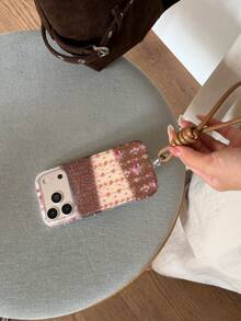 Maillard Patchwork Floral Phone Case Compatible With Iphone 17 Pro Max, 16 Pro, 15, 14, 13, Women's Full Coverage Anti-Drop Protective Cover With Lanyard - Brown - View 3